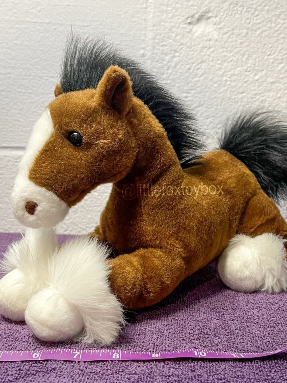 Aurora Flopsie Captain Horse Plush 2020 Brown Black White Realistic ESSA Toy Wow